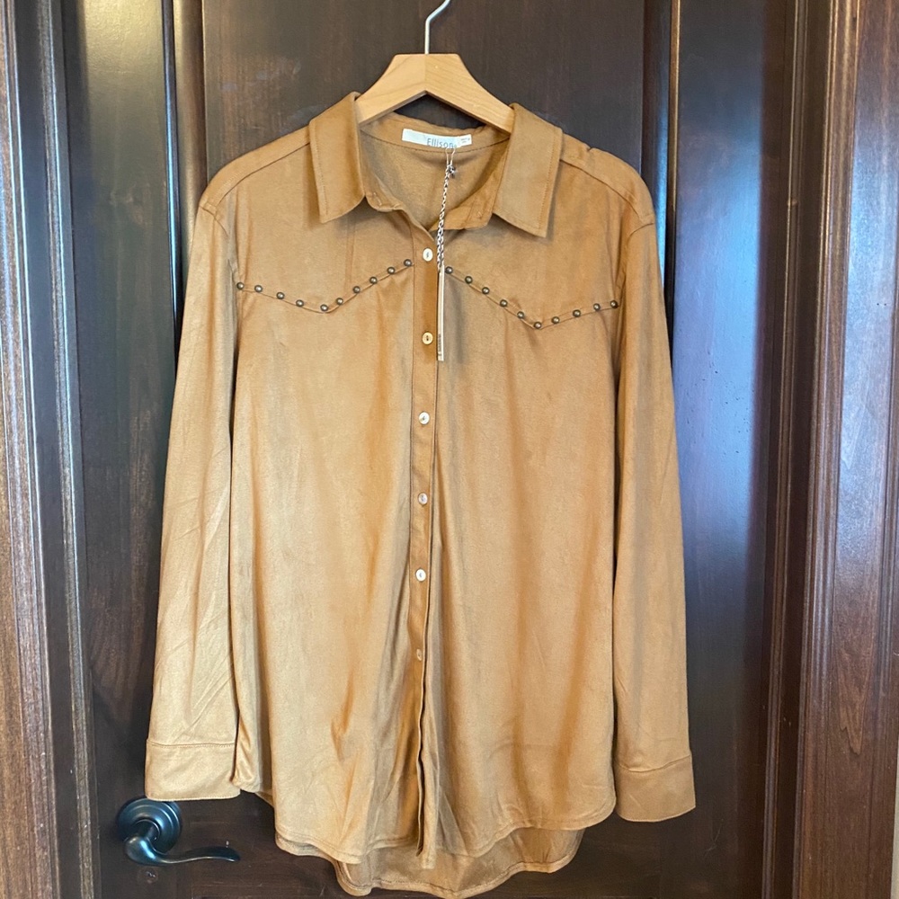 {Ellison}🆕 faux suede southwestern style blouse